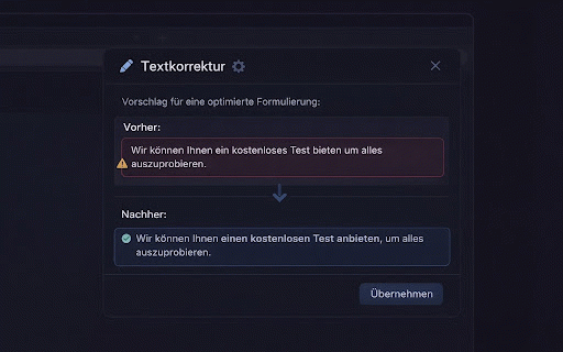 Nelyra - Deutsche Textkorrektur :: Schnelle Textkorrektur, PII-Erkennung und professionelle Antworten direkt im Browser.