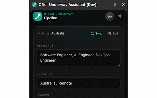 Offer Underway Assistant :: Save job listings from supported boards to Offer Underway (offerunderway.com). No automatic applications.