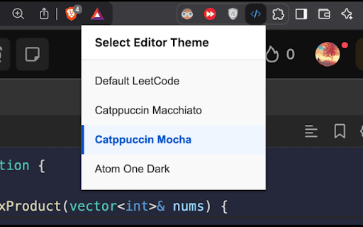 LeetCode Editor Themer :: Applies custom themes to the LeetCode code editor.
