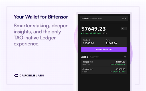 Crucible Wallet :: Crucible Wallet is your all-in-one Wallet for TAO—designed to make staking smarter