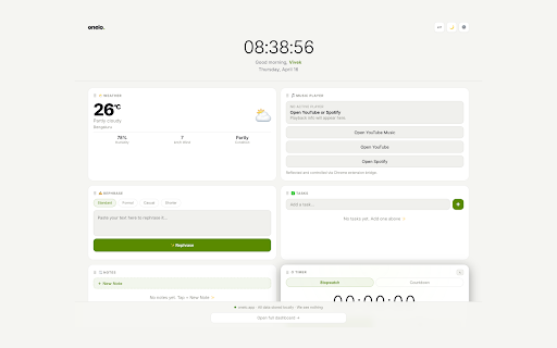 Onelo: One place, everything. :: Your all-in-one daily toolkit: tasks, notes, weather, timer, and more. Zero accounts. Zero tracking. All data stays on your device.