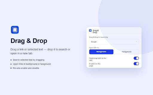 Drag & Drop for Google Chrome™ :: This extension allows users to effortlessly search and open links in Google Chrome through a simple drag and drop action.