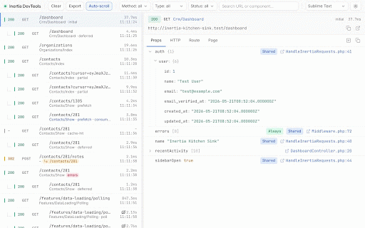 Inertia.js DevTools :: Inspect every Inertia.js visit in Chrome DevTools: props, requests, routes, and page state.