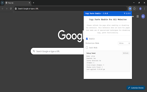 Copy Paste Enable - C.P.E :: Re-enable copy, paste, cut, right-click, and text selection on websites that block these interactions.