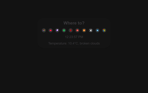 Custom New Tab Page :: A simple customized new tab page with links, clock, and weather.