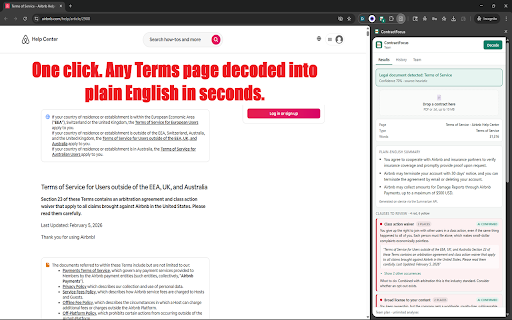 ContractFocus: Read What You're Agreeing To :: On-device TOS, privacy, lease, NDA, and contract decoder. Plain-English summary, red-flag clauses, version alerts.
