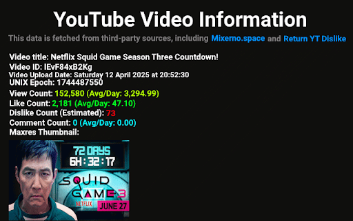 YouTube Video Info :: Fetches information of a YouTube video
