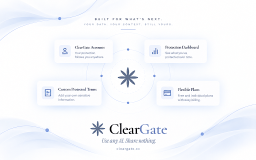 ClearGate :: Protects sensitive details before they reach ChatGPT, Gemini, Claude, or Copilot.