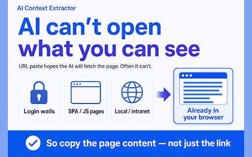 AI Context Extractor – Copy Page for ChatGPT & Claude :: Copy a whole web page to the clipboard for ChatGPT & Claude. One shortcut — even login-only, SPA, and localhost pages.