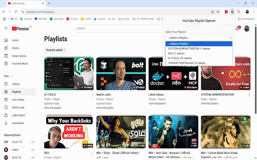 Todij Playlist Manager :: Open multiple YouTube playlist videos in tabs easily. Filter by range or keyword. Requires Google Sign-In for your playlists.