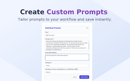 PromptAI - AI Prompt Library, Organizer & Tracker :: A prompt library for everyday AI users. Create, store, categorize, and quickly access your prompts.