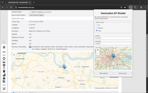 Geolocation API Blocker :: A simple extension for overriding the browser's Geolocation API.
