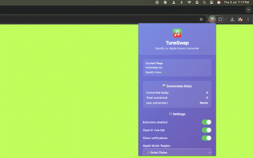 TuneSwap :: Automatically redirect Spotify to Apple Music when you open Spotify links.