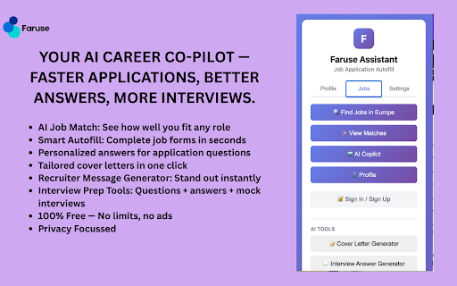 Faruse Job Application Assistant :: Autofill job applications with your Faruse profile and AI-generated answers