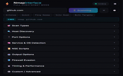Nmap Web Interface :: Powerful Nmap interface for your browser.