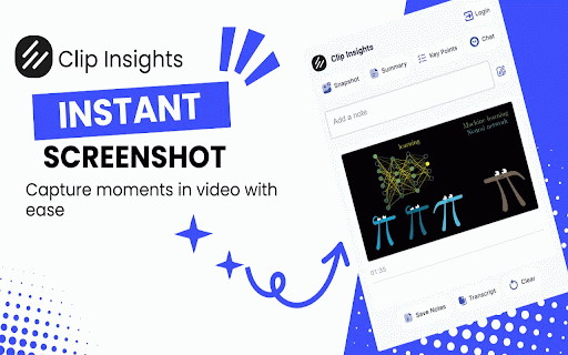 Clip Insights :: Clip Insights: capture video screenshots, timestamped notes, AI summaries, key points, and chat across learning platforms.
