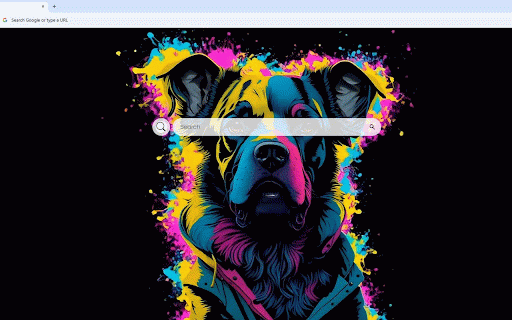 Dog Digital Art Live Wallpaper :: Vibrant digital art of dog portrait with explosive neon paint splashes on black background.