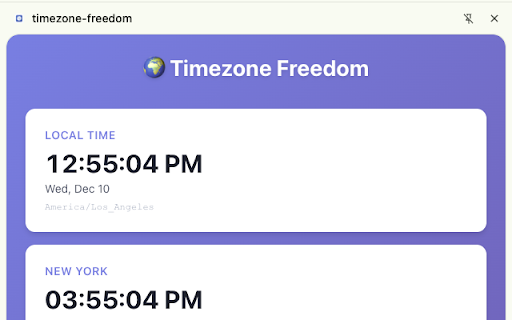 Timezone Freedom :: View multiple timezones simultaneously in a convenient side panel