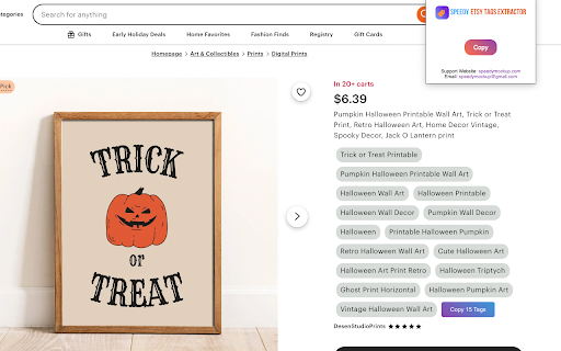 Speedy - Etsy Tags Extractor :: Displays Etsy listing tags.