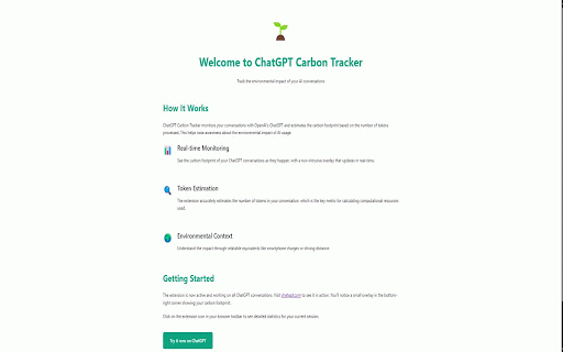 ChatGPT Carbon Tracker :: Track the carbon footprint of your ChatGPT conversations in real-time