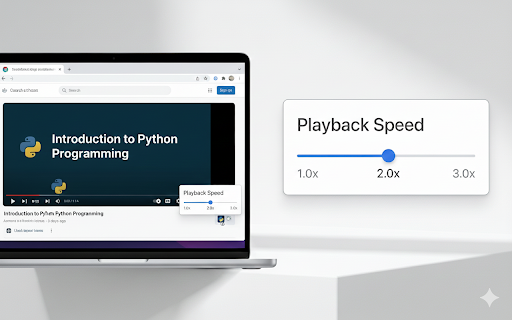 Faster Udemy :: Adds a controller that provides a way to adjust playback rate in Udemy. Because, time is precious.