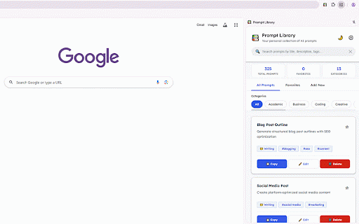 Prompt Library :: Your personal prompt library - browse, search, copy, favorite, and manage prompts with ease. All data stored locally.