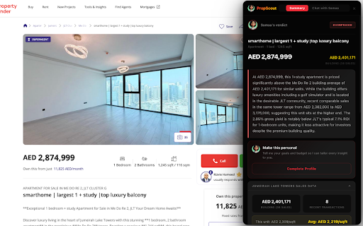 PropScout - Property Intelligence :: Instant property price analysis and AI insights on Rightmove, Zoopla, Property Finder & more.