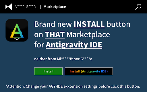 Enhanced VS Code Marketplace - Antigravity Installer :: Adds an "Install (Antigravity)" button to VS Code Marketplace extension pages, using the antigravity-ide:// protocol.