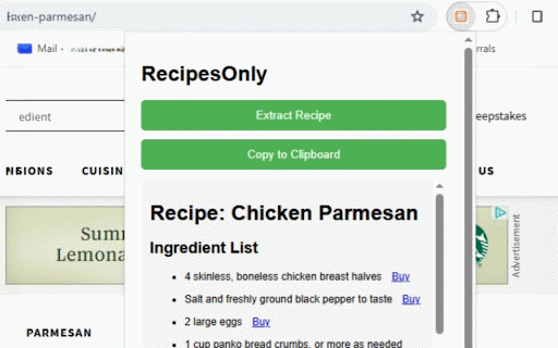 RecipesOnly :: Instantly extract recipes from any webpage — ingredients, instructions, and Amazon links.