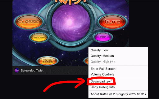 Allow Download SWF :: Allows download SWF for Ruffle players.
