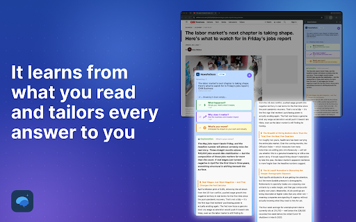 NewsFathom: Personalized News, Made Just for You :: Understand any news article in seconds — AI explanations at three depths in a side panel, plus follow-ups on stories you track.