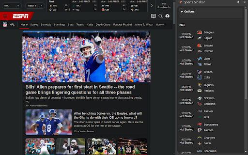 Sports Sidebar :: A simple Chrome extension that shows sports data in the sidebar