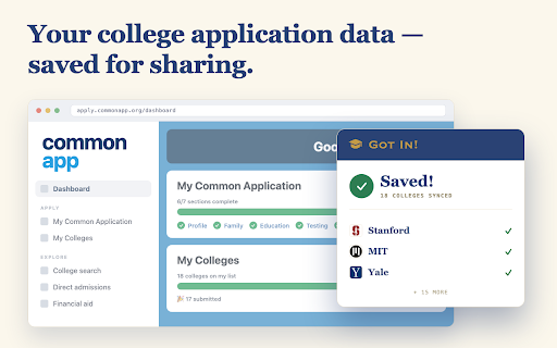Got In! — College Application & Decision Tracker :: Import your Common App, UC & Cal State application data into Got In! and track all your colleges' admission decisions in one place.
