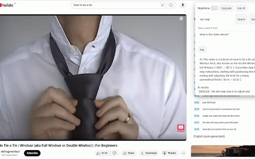 SkipVid - Skip YouTube Intros & Sponsors :: Auto-skip YouTube intros & sponsors, search transcripts by keyword or AI, and ask questions about any video.