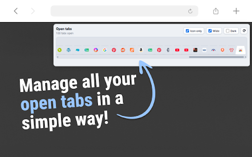 Scrollable Tabs :: View all open Chrome tabs in a horizontal strip and close tabs quickly.