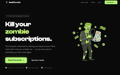 SaaSZombie - Subscription Tracker :: Track which SaaS subscriptions you actually use. Works with SaaSZombie.com to identify zombie subscriptions.