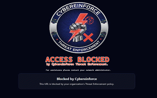 Cybereinforce Threat Enforcement :: Enterprise-controlled URL/domain blocking enforced via Azure backend rules.