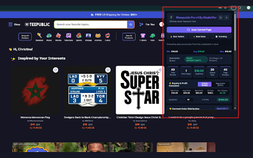 Rteepublic Pro v1 By Khalid Fer :: Extract tags, keywords, and perform competitor analysis on Teepublic.