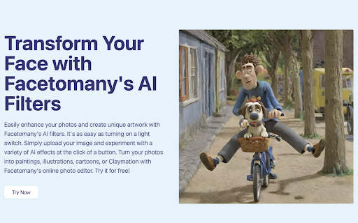 Face To Many :: Facetomany AI: Transform photos, create 3D, pixel art, PS2, claymation. One-click filters, free online editor. Make art from pics.