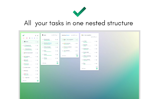 Tatask :: Take control of your tasks on your new tab page. Use nested tasks to transform your complex life into simple chunks.
