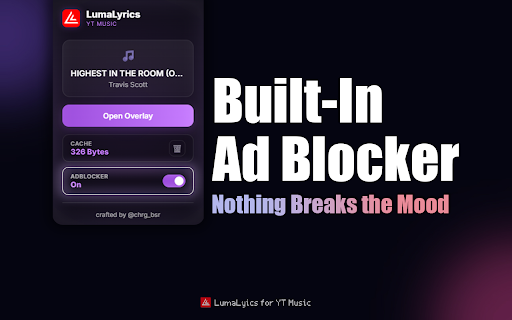 LumaLyrics for YT Music Version :: Stunning kinetic lyrics for YouTube Music with beautiful visual effects, particle animations & full customization. Lyrics overlay.