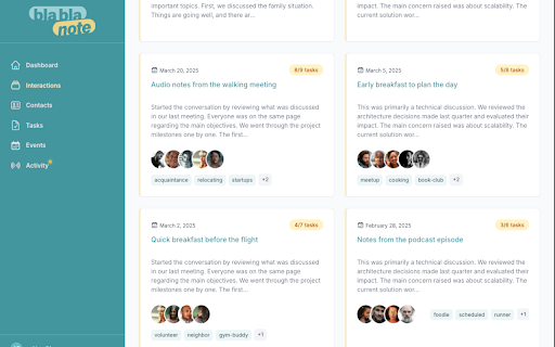 BlaBlaNote :: Capture LinkedIn profiles and enrich your network. One-click import with automatic profile enrichment.