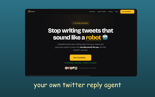 TweetMint :: AI that writes like you, not like AI. Generate replies and tweets in your exact voice using AI that learns from your writing style.