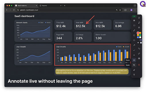 Demolens - Annotate, Zoom & Record on Screen :: Draw, annotate, highlight, zoom, record & overlay on any webpage with hotkeys - for live SaaS demos, sales, teaching & webinars.