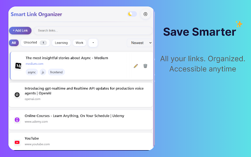 Smart Link Organizer :: Save and categorize your links manually and automatically with ease.