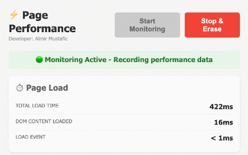 Page Performance Monitor :: Measures and displays page performance metrics