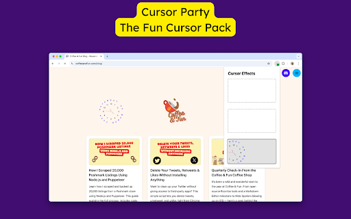 Cursor Party – The Fun Cursor Pack :: Add sparkles, cursor trails, and click confetti to your browser. Customize your mouse with fun effects!