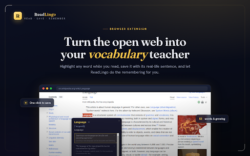 ReadLingo :: Learn languages while you browse. Translate words, generate AI sentences, organize decks, and review with spaced repetition.