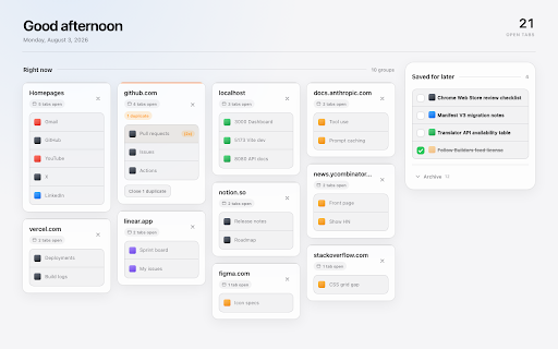 Zero Tab :: A local-first personal workstation for organizing tabs, saved links, and builder updates.
