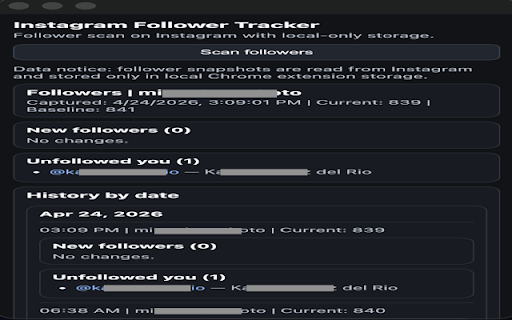 Social Follower Tracker :: Track follower changes with local snapshots.